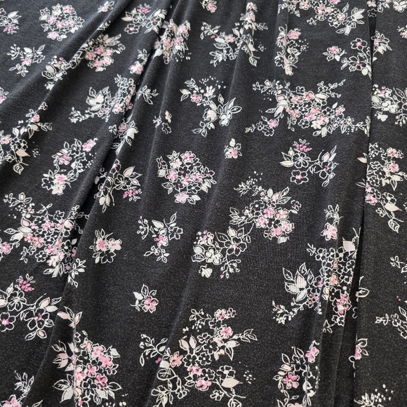 Croft & Barrow Intimates Floral Sleep Shirt 2X Black Pink Lace Detail Nightgown - Picture 3 of 8